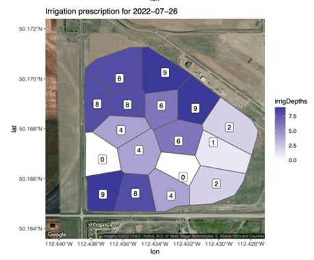 irrigation prescription from variable rate irrigation project